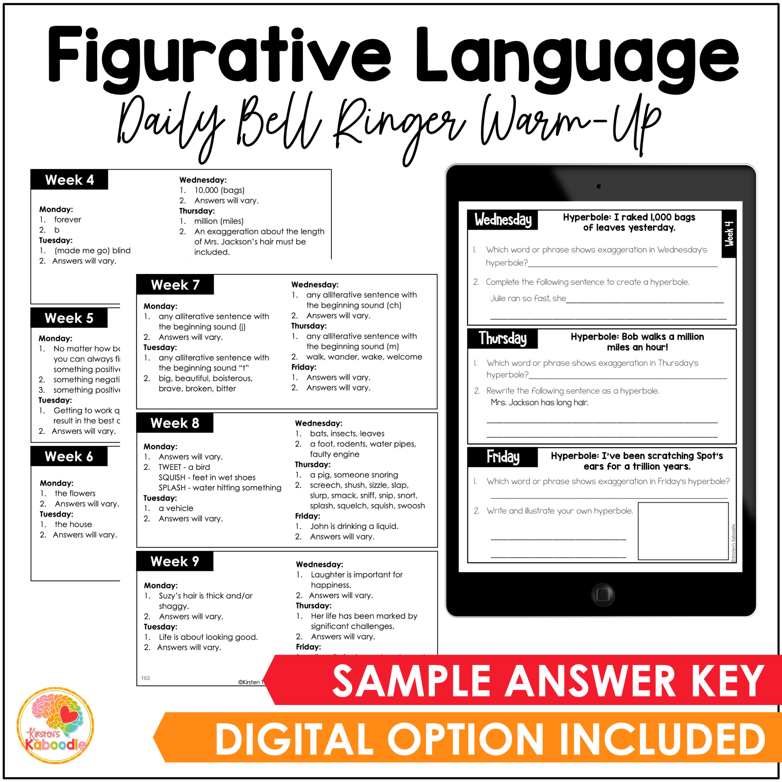 Figurative Language Activities: Daily Bell Ringer Warm-Ups for One Year (Bite-Size Brain Builders®) - Image 4