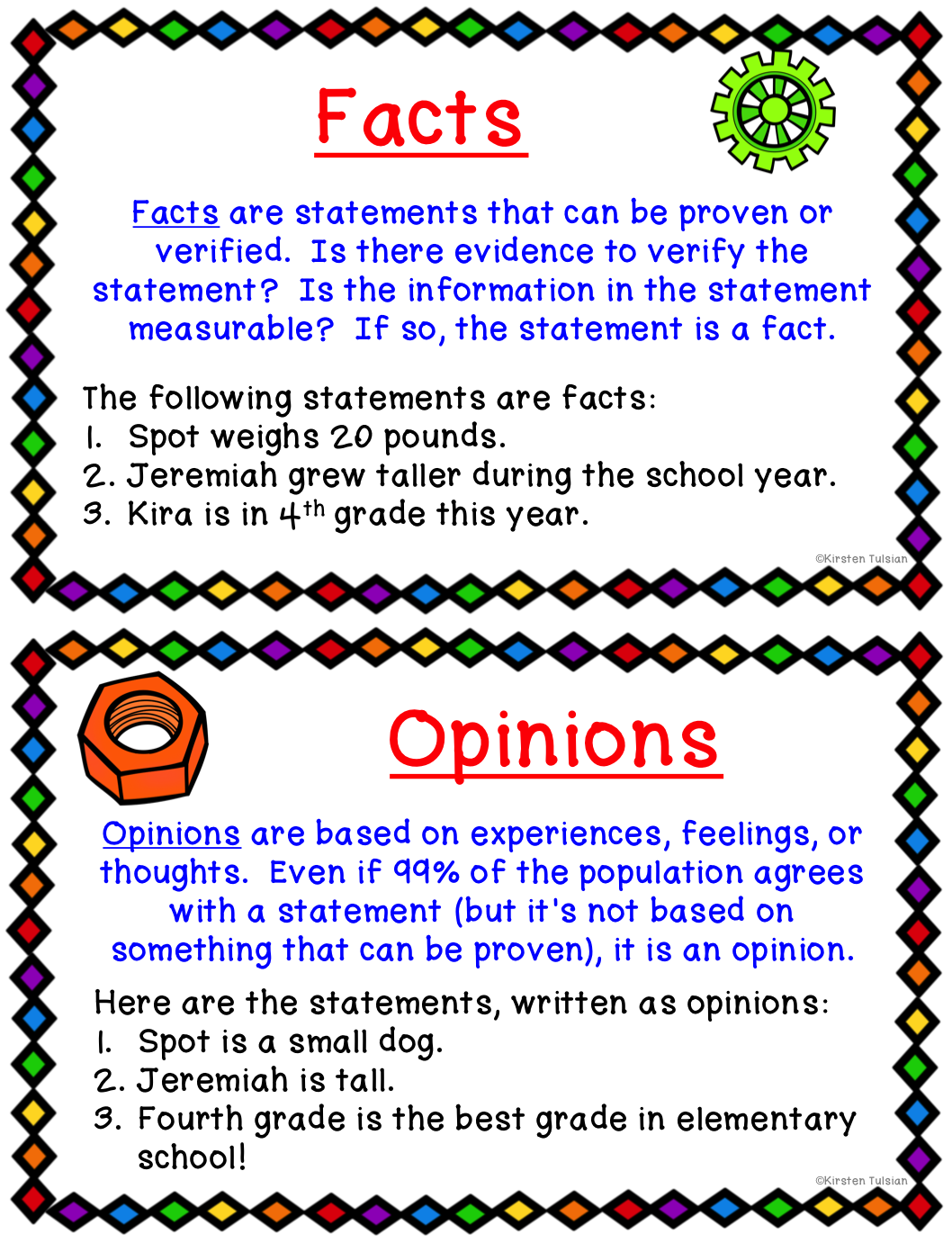 Fact And Opinion Anchor Chart Printable