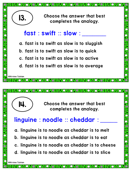 Types Of Analogies Chart