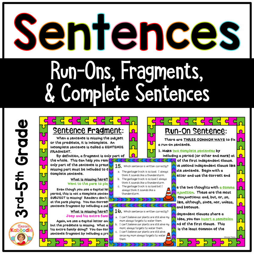 Complete Sentence Anchor Chart