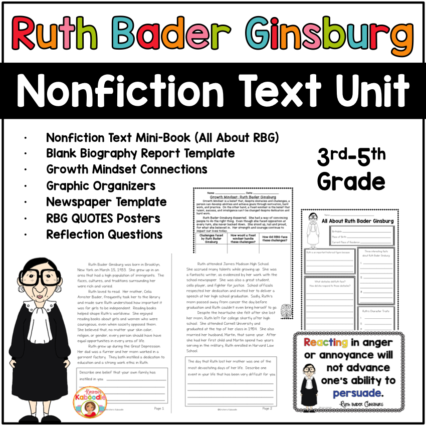 Ruth Bader Ginsburg Nonfiction Text Unit Ruth Bader Ginsburg Nonfiction Text Unit