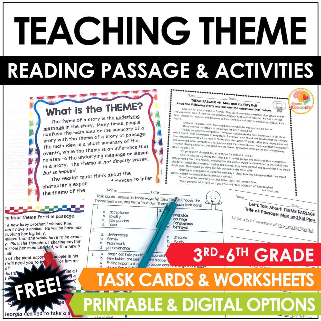 Free Teaching Theme Activities: Reading Passage, Worksheet, and Task ...