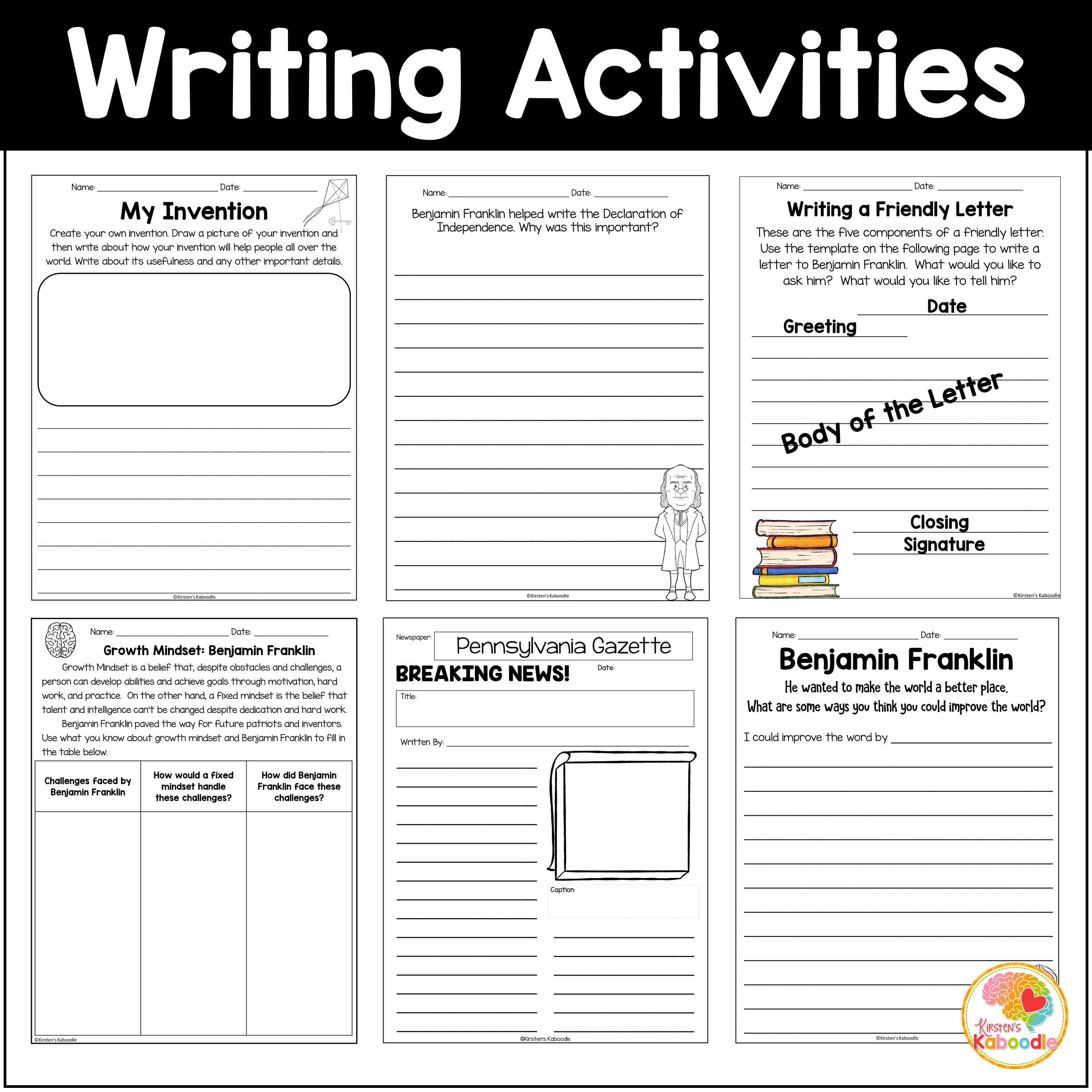 I am Benjamin Franklin by Brad Meltzer Literature Unit Activities - Image 3