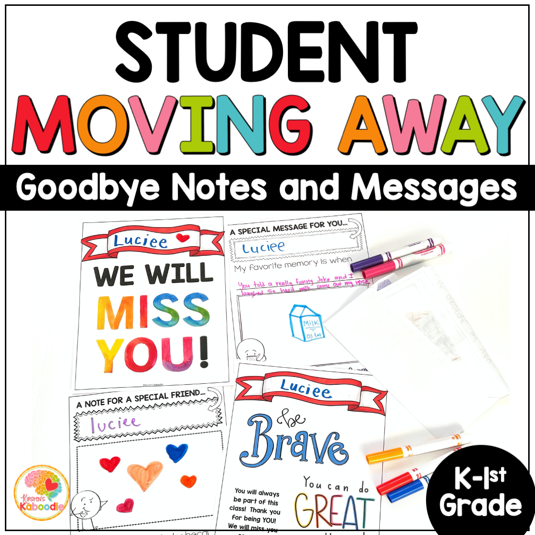 Memory Book for Kinder or 1st Grade Student Moving Away