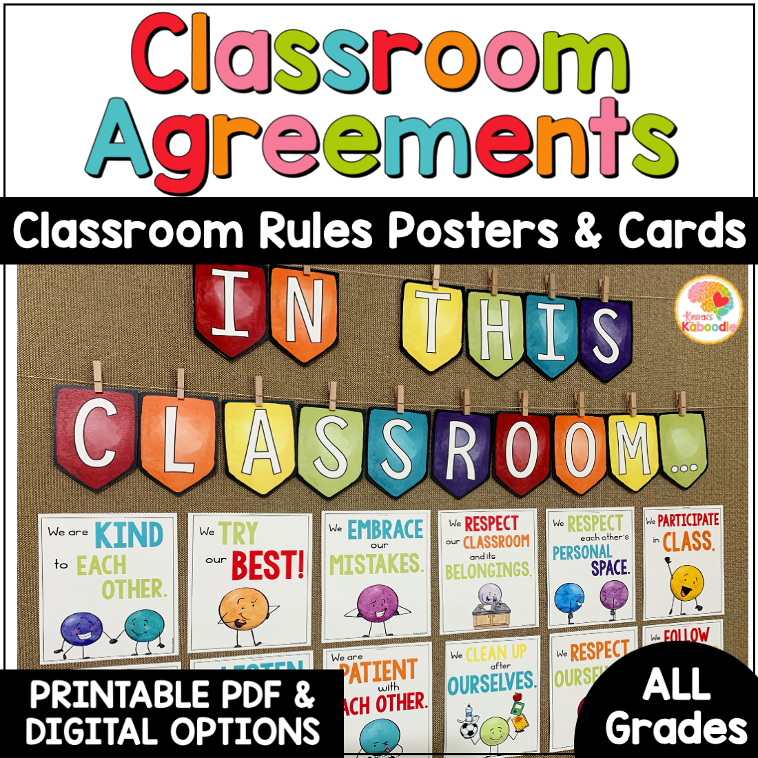 Classroom agreements posters classroom rules bulletin board