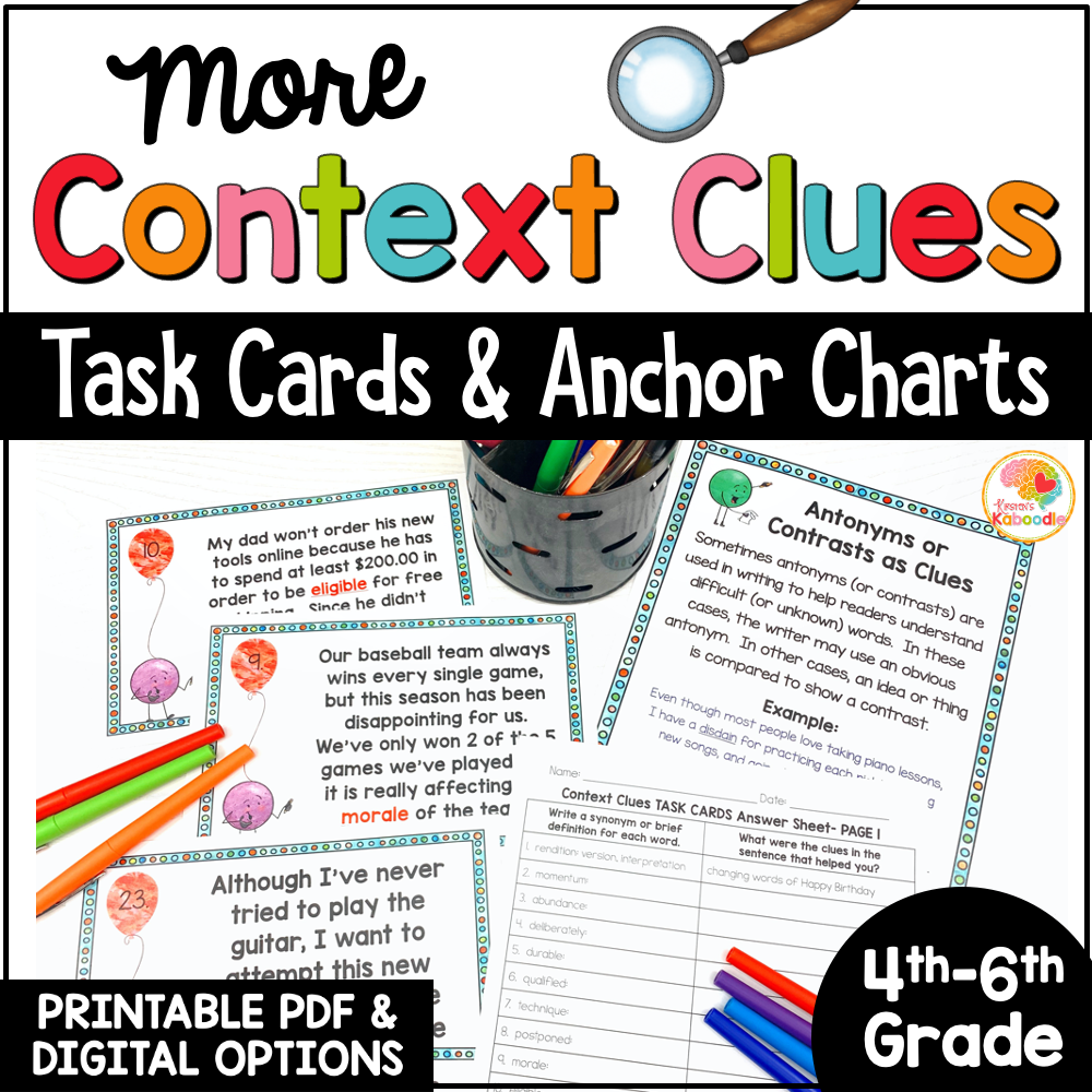 context-clues-task-cards-4th-grade