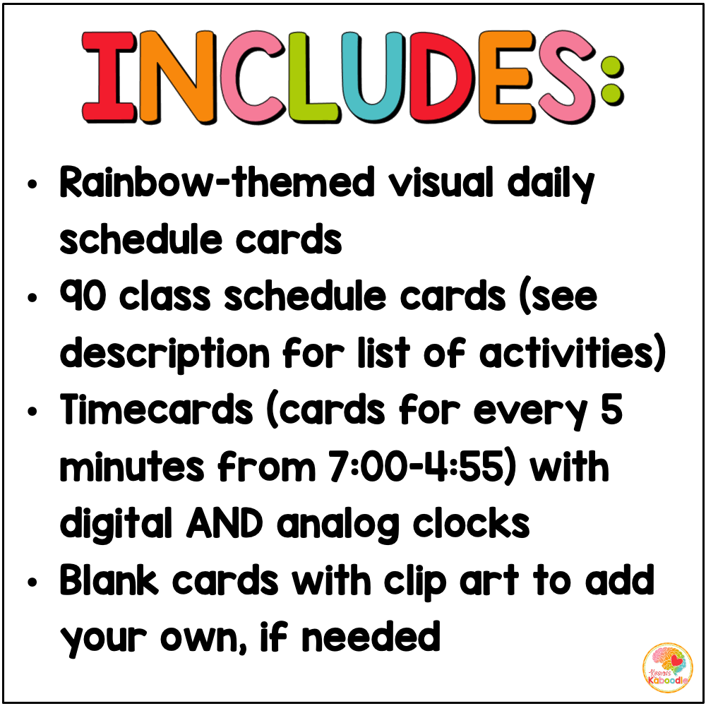 daily-visual-schedule-cards-w-digital-and-analog-clocks-rainbow for Daily Visual Schedule Cards Free Printables Daily Visual Schedule Cards w/ Digital and Analog Clocks: Rainbow for Daily Visual Schedule Cards Free Printables