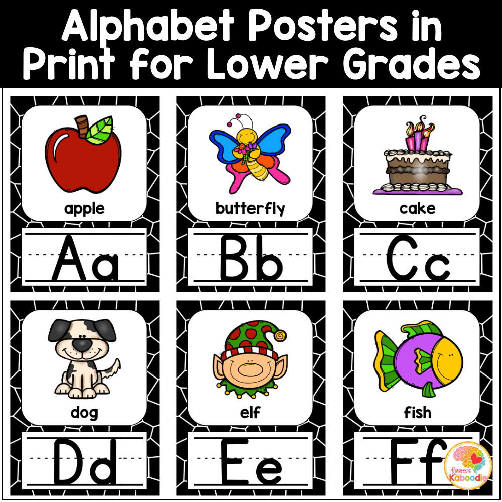 Alphabet Posters with Pictures: Manuscript and Cursive Options alphabet-posters-with-pictures-manuscript-and-cursive-options