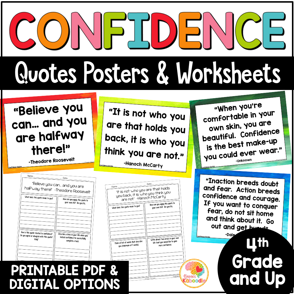 confidence-quotes-posters-bulletin-board-worksheets