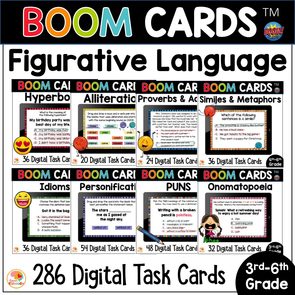 Figurative Language BOOM CARDS BUNDLE Digital Task Cards