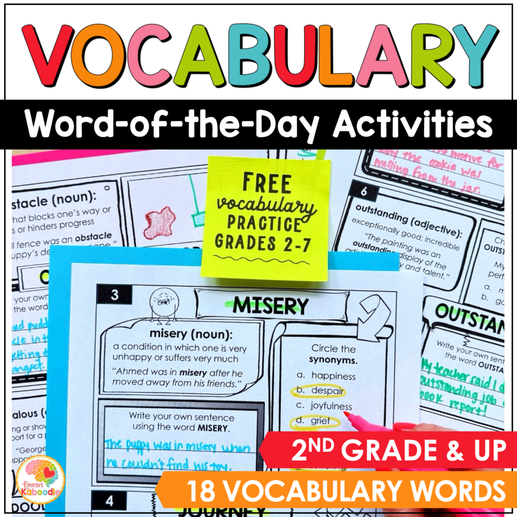 FREE Word of the Day Vocabulary Warm-Up Activities for Kids